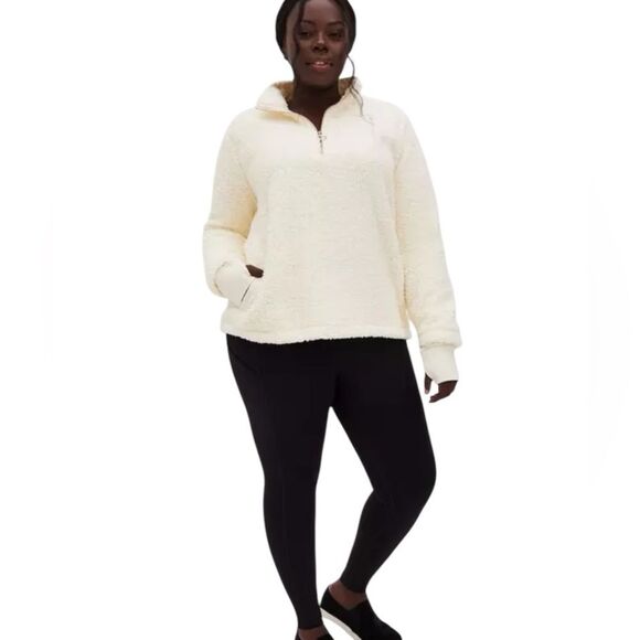 Torrid Active Winter White Sherpa Half Zip Pullover Sweater SZ 1X / 14-16 Cozy - Picture 4 of 15